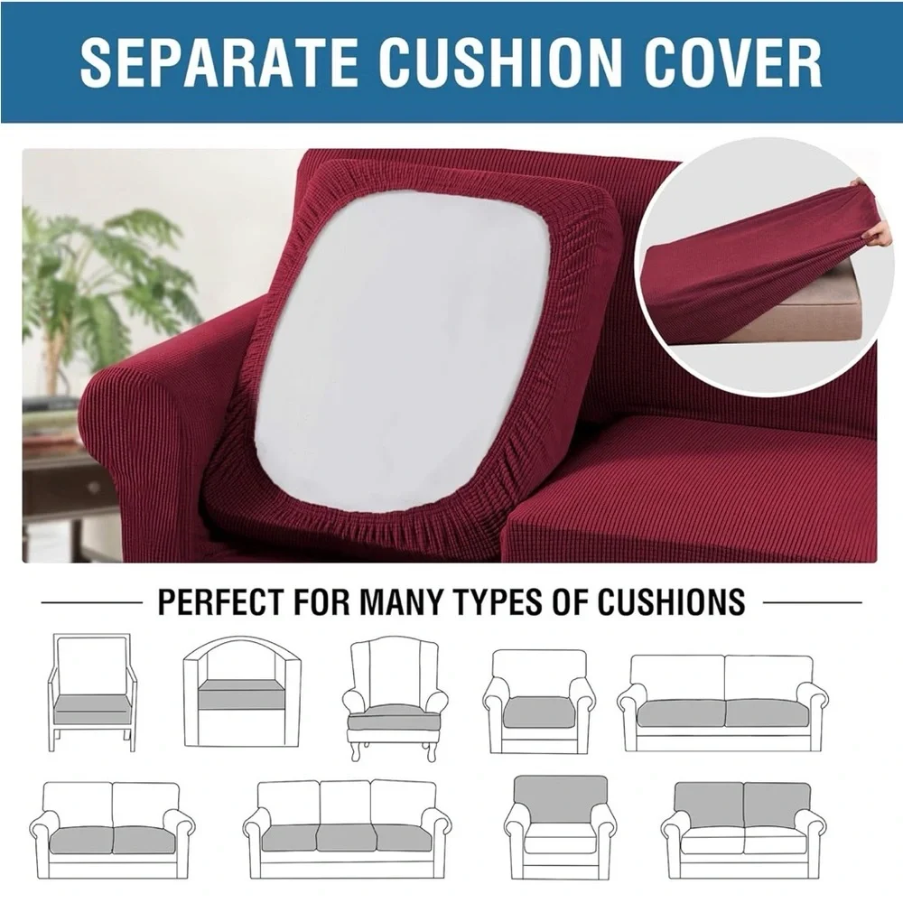 H.VERSAILTEX 3 Piece Stretch Sofa Covers for 2 Cushion Sofa